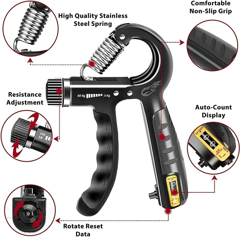 تيفاني Original Counter Hand Spring 60 kg - 5 kg Adjustable 1 Piece Hand Spring Wrist