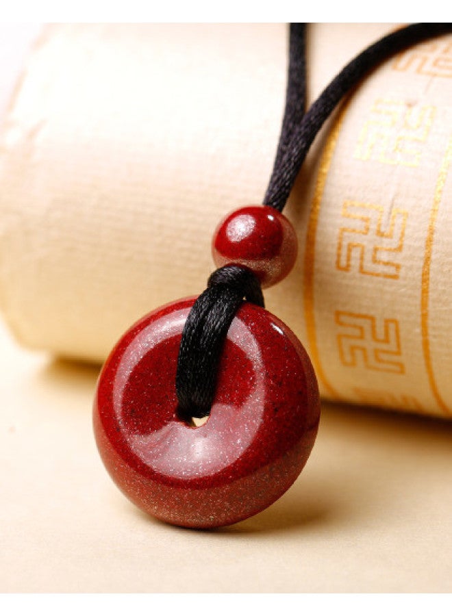 Goddess Renewal】purple Cinnabar Peace Buckle Pendant, Unisex Cinnabar Original Stone Necklace Pendant, Gift For Girlfriend On Festivals - Image 1