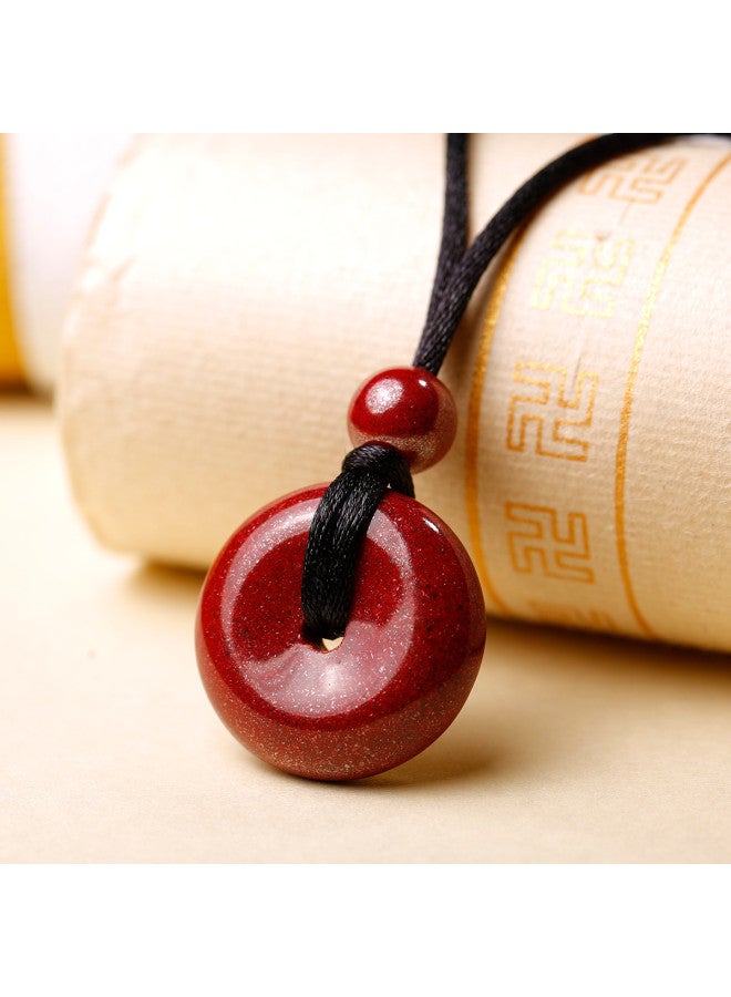 Goddess Renewal】purple Cinnabar Peace Buckle Pendant, Unisex Cinnabar Original Stone Necklace Pendant, Gift For Girlfriend On Festivals - Image 2
