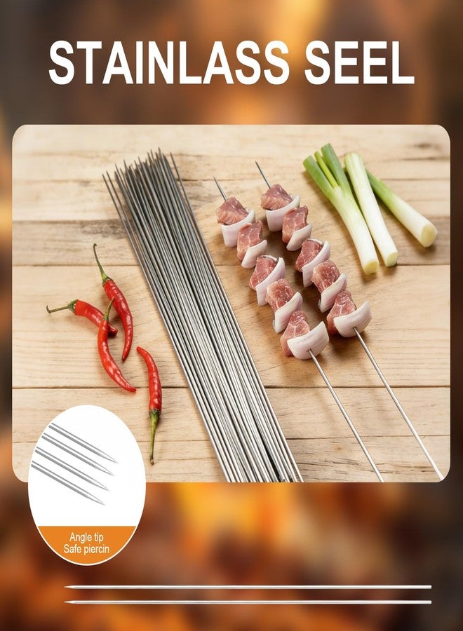 WillBBQ 100PCS 13" Round Stainless Steel BBQ Skewers with Metal Storage Tube - Reusable Grilling Sticks for Lamb, Beef, Chicken, Shrimp, Vegetables - Image 3