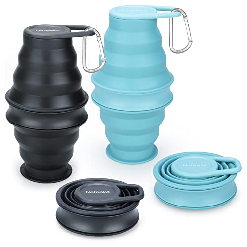 Nefeeko Collapsible Water Bottle,2 Pack 17oz Reuseable BPA Free Silicone Foldable Water Bottles for Travel Gym Camping Hiking, Portable Leak Proof Sports Water Bottle with Carabiner - Image 1