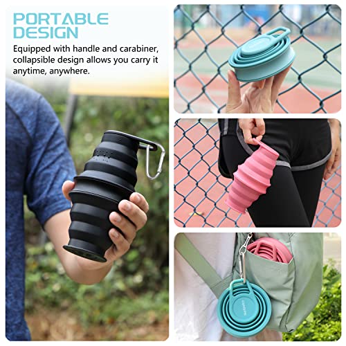 Nefeeko Collapsible Water Bottle,2 Pack 17oz Reuseable BPA Free Silicone Foldable Water Bottles for Travel Gym Camping Hiking, Portable Leak Proof Sports Water Bottle with Carabiner - Image 3
