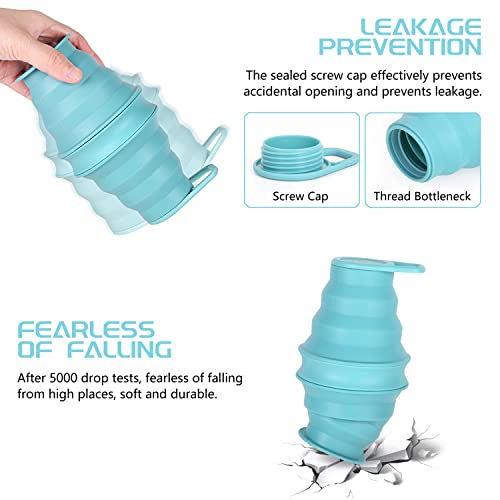 Nefeeko Collapsible Water Bottle,2 Pack 17oz Reuseable BPA Free Silicone Foldable Water Bottles for Travel Gym Camping Hiking, Portable Leak Proof Sports Water Bottle with Carabiner - Image 5