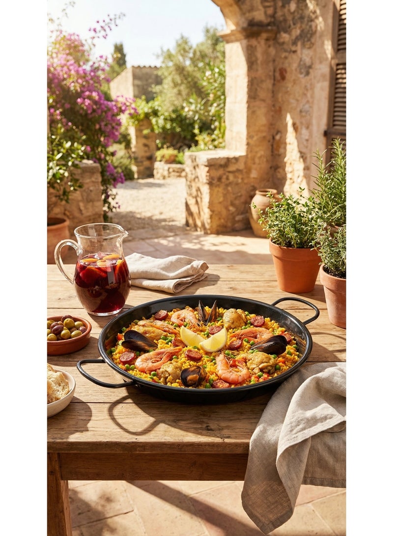 Easy Cooking Aluminium Non-Stick Baking Paella Pan with double Handle Black 30cm - Image 1