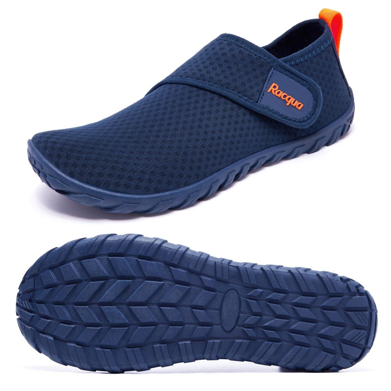 Racqua Mens Womens Water Shoes Aqua Swim Beach Shoes Barefoot Quick Dry Lightweight Sport Fishing Shoes Surfing Diving Pool Shoes Blue/Orange 13 Women/12 Men - Image 3