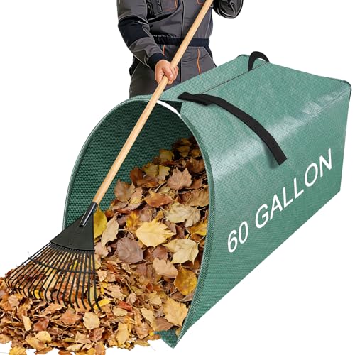 UQM 60 Gallon Large Leaf Collector DustpanStyle Lawn and Leaf Bags Collapsible Yard Waste Bags Easy Storage Transport Reusable Leaf Pick Up Garden Bag for Leaves Grass Debris Lawn Trash - Image 1