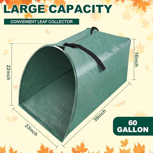 UQM 60 Gallon Large Leaf Collector DustpanStyle Lawn and Leaf Bags Collapsible Yard Waste Bags Easy Storage Transport Reusable Leaf Pick Up Garden Bag for Leaves Grass Debris Lawn Trash - Image 3