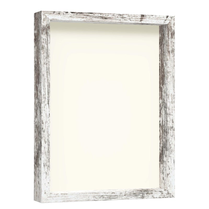 FrameWorks 12x16 Driftwood Wooden Shadow Box Frame - Soft Felt Back  Tempered Glass  and Included Elegant White Ball Push Pins - Image 2