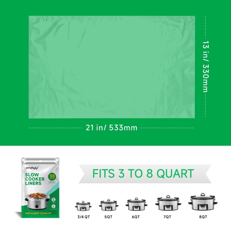 Jvvfuu Slow Cooker Liners 3-8 Quart  Cooking Bags Large Size 13""X 21""  Slow Cooker Bags Disposable Oval Large For Crock Pot (30) - Image 5
