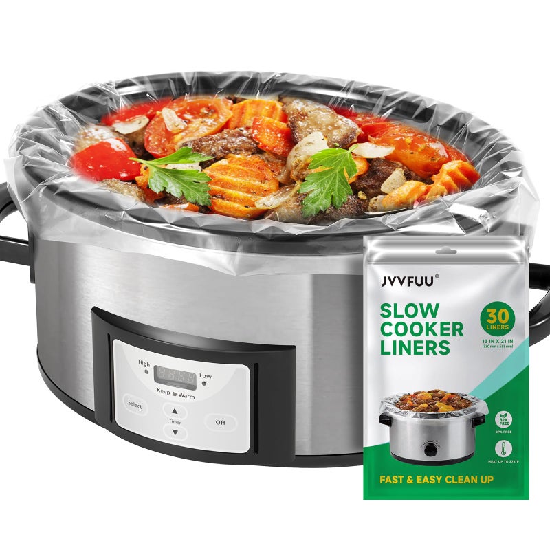 Jvvfuu Slow Cooker Liners 3-8 Quart  Cooking Bags Large Size 13""X 21""  Slow Cooker Bags Disposable Oval Large For Crock Pot (30) - Image 1