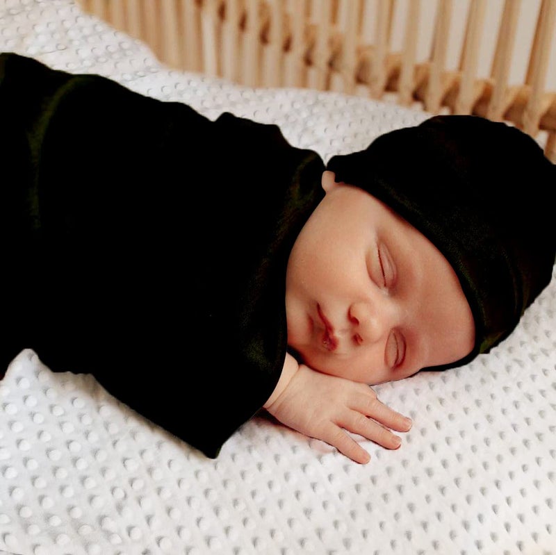 OWLOWLA Newborn Swaddle Set Stretch Wrap Swaddle Receiving Blanket for Baby Boy Girl(Black-rm) - Image 3