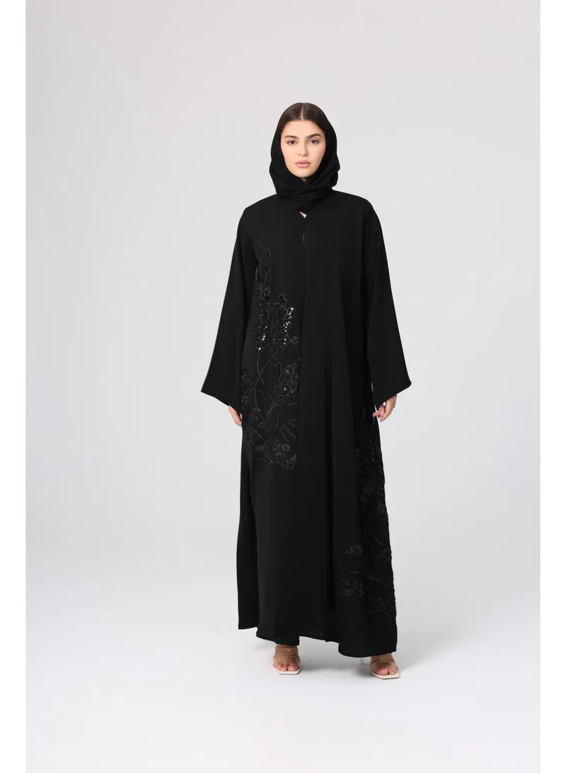 IKKXA Luxury Design Beaded Embroidery Soild Abaya ABY1129