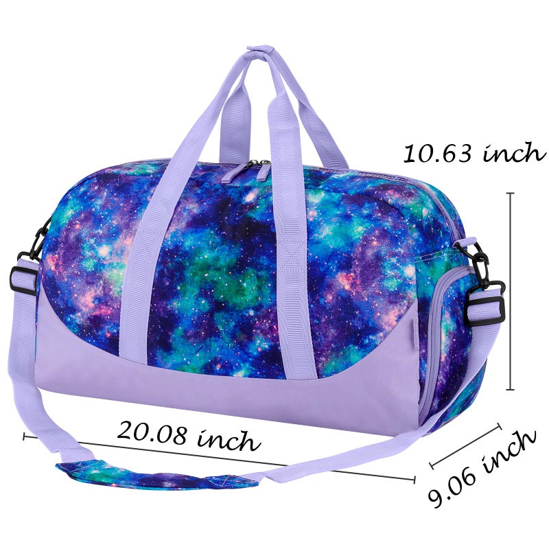 Choco Mocha Kids Duffle Bag Girls Galaxy Duffle Bag for Kids Girls Overnight Bag for Kids Duffel Bags Kids Weekender Bag for Girls ages 9-12 Sleepover Bag for Girls Kids Gym Travel Bag 6-8 Gift Purple - Image 2
