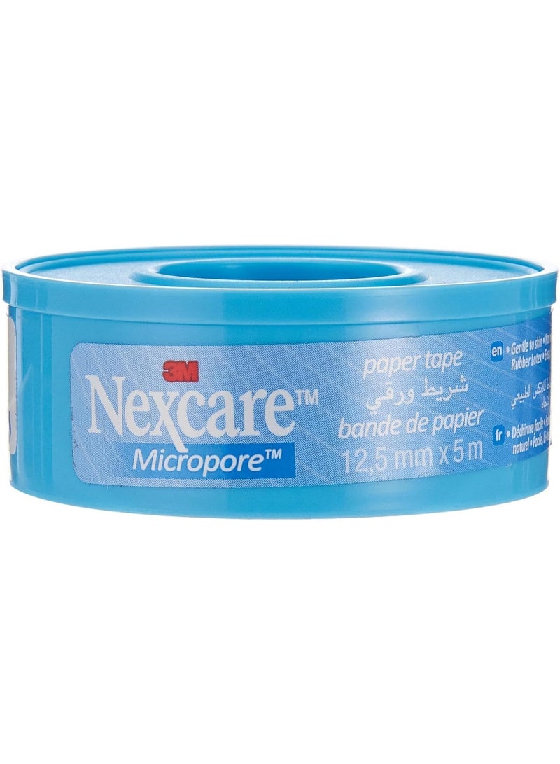 3M Nexcare Micropore Paper for secure wound and first aid dressings  – Gentle, Breathable & Porous for Sensitive Skin for secure dressings – 12.5mm x 5mm - Image 1