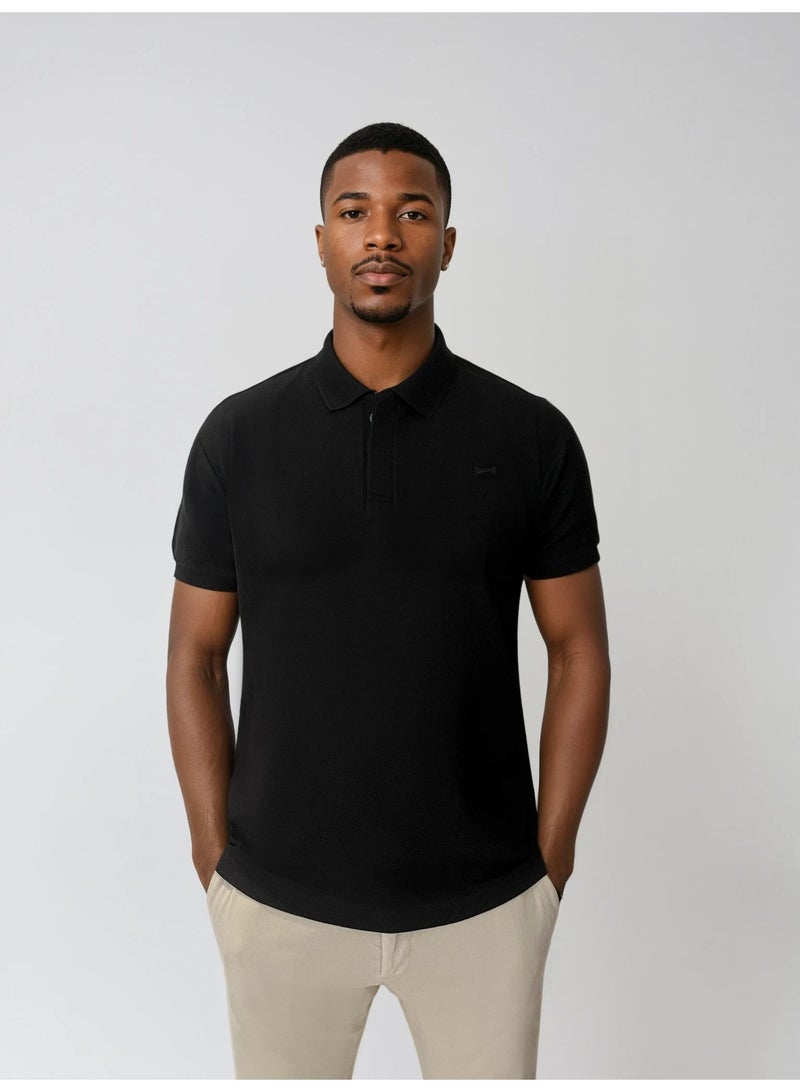 The Founder &Co. Men Polo Shirt Short Sleeve Black Premium Pique Cotton Comfort Classic Polo Old Money  - Image 1