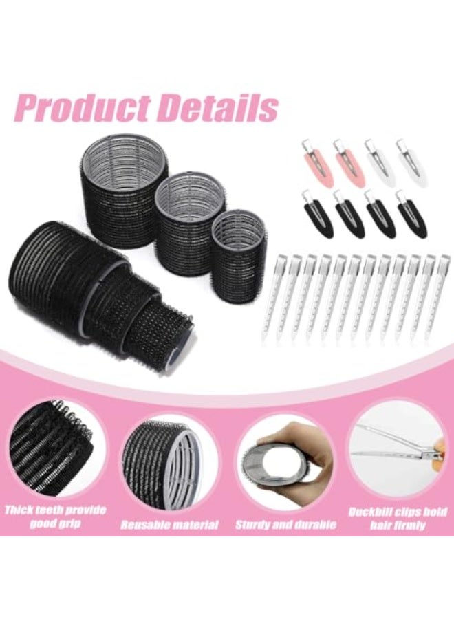 39 حبة بكرات شعر مع مقاطع بكرات شعر سوداء، أسطوانة شعر جامبو مع 12 حبة مقاطع منقار البط لبكرات الشعر، مناسبة للشعر الطويل والمتوسط والقصير والسميك والناعم مع حجم الانفجارات (متعدد الألوان) - Image 5