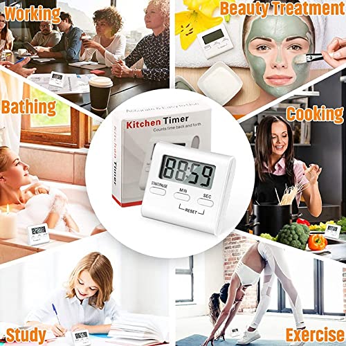 SYGA Digital Kitchen Timer Cooking Kitchen Timers with Louder Alarm Big Digit with Back Stand for Teacher, Study, Exercise, Oven, Cook, Baking White - Image 2