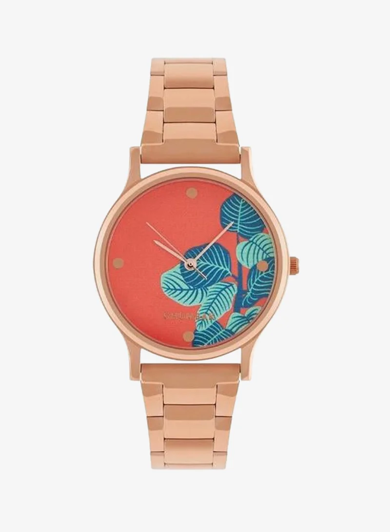 Chumbak TEAL by Chumbak Bohemian Leaves  Watch,Metal link Strap