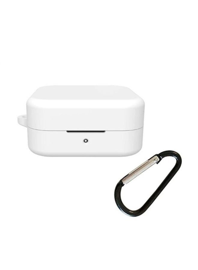 متوافق مع غطاء حماية سماعات Nothing CMF Buds 2A، غطاء حماية من السيليكون الناعم المقاوم للصدمات، سماعات أذن لاسلكية مزودة بحلقة تعليق، مؤشر LED أمامي مرئي (أبيض)