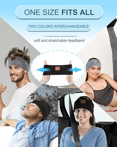 Mixiba 2-Pack Sleeping Headphones, Headband Headphones with Ultra-Thin HD Stereo Speaker, Bluetooth Headband for Sports, Workouts, Insomnia, Yoga, Air Travel, Meditation - Black&Pattern Red - Image 5