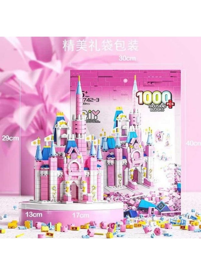 1000 pieces, 6 in 1 Pink Dream Castle for Princesses, Queen House Building Set for Girls - Image 1