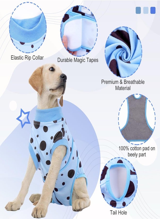 Kuoser Dog Surgery Recovery Suit, Anti Licking Pet Surgical Suit for Dogs Male Neuter, Female Dog Surgery Suit for Spay Subsititute E-Collar Cone, Dogs Body Suits After Surgery Blue Polka Dot XS - Image 3