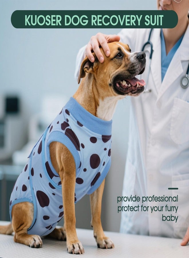 Kuoser Dog Surgery Recovery Suit, Anti Licking Pet Surgical Suit for Dogs Male Neuter, Female Dog Surgery Suit for Spay Subsititute E-Collar Cone, Dogs Body Suits After Surgery Blue Polka Dot XS - Image 5