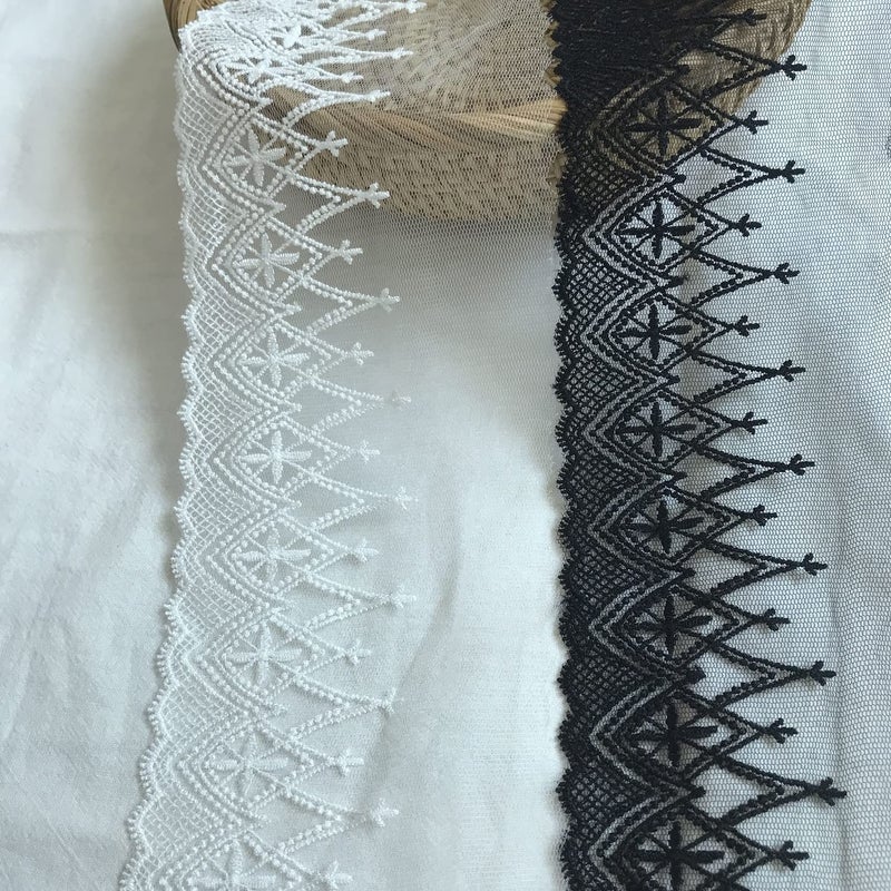 Sourcemall Lace Trim Ribbon, Delicate Ribbon for Crafts Sewing and Bridal Wedding Dress Applique Decorationsï¼Œ3.9inch Width 5 Yards/Lot (White) - Image 4