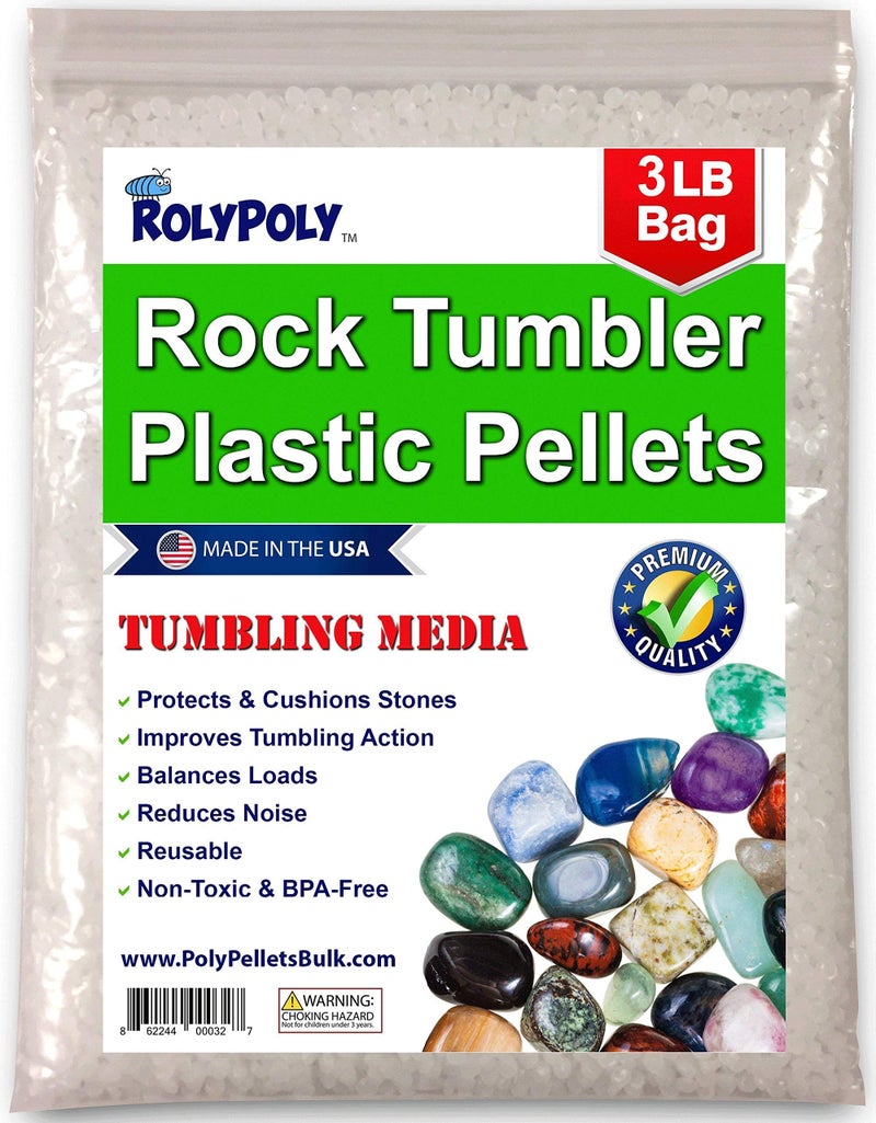 Roly Poly Plastic Pellets Rock Tumbling Media 3 LBS for Stone Polisher Filler Beads Tumbler Supplies in Heavy Duty Resealable Bag