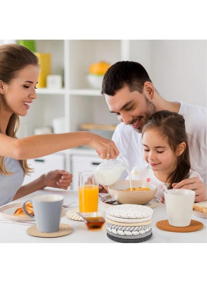 VRB Dec 6pcs Coaster Set/Tea Coasters Set for Dining Table,Dinner Table,Office Table,Coasters for Cups Set of 6,Coasters for Cups Set of 6. (Jute Coaster Set of 6) - Image 4