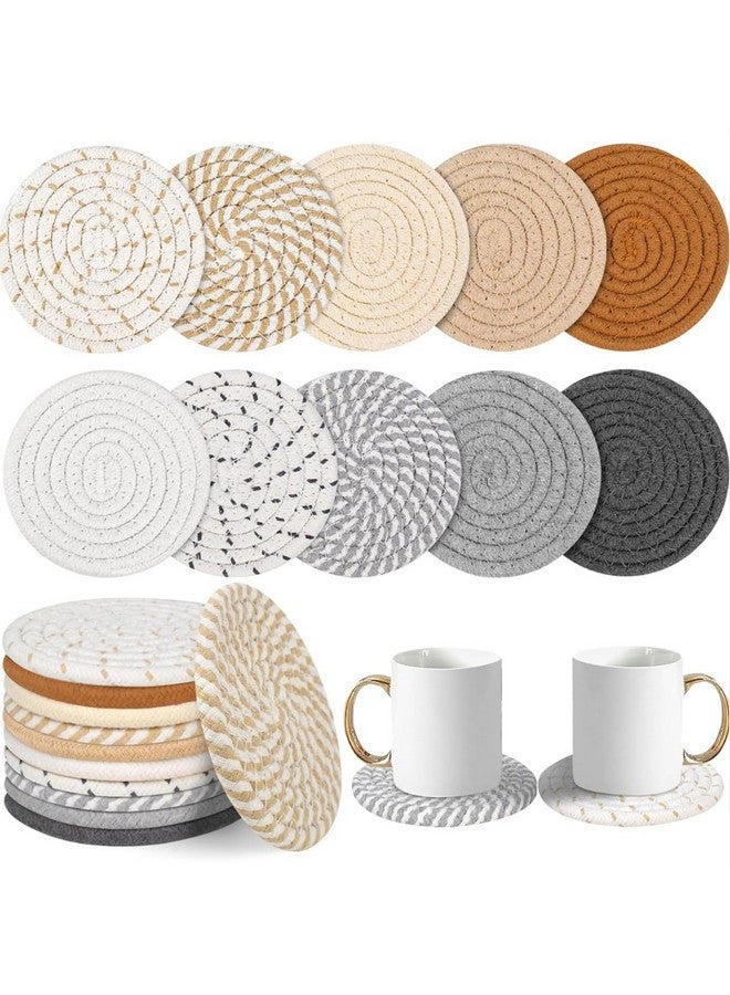 VRB Dec 6pcs Coaster Set/Tea Coasters Set for Dining Table,Dinner Table,Office Table,Coasters for Cups Set of 6,Coasters for Cups Set of 6. (Jute Coaster Set of 6) - Image 1