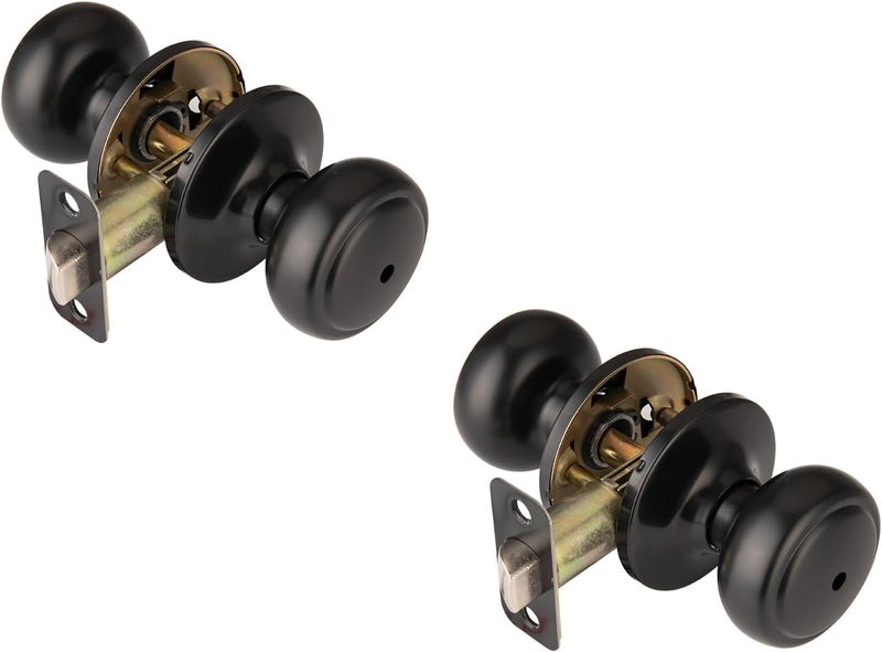 NCSEN 2 Pack Matte Black Door Knobs,Interior Door Knob with Lock,Coastal Style Door knob for Privacy and Bedroom (Bath or Privacy) - Image 1