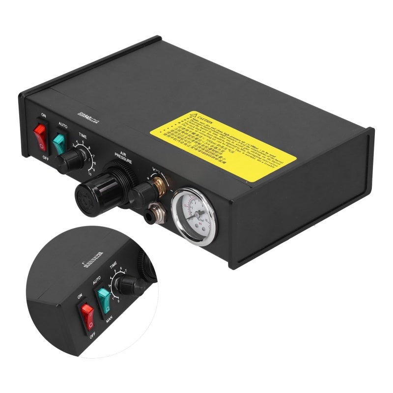 Precise Glue Dispenser 0.01ml Minimum Injection Timer-Controlled Drips - Dual Manual Semi-Automatic Modes Durable Aluminum Alloy Construction for Automotive Electrical Electronic Components - Image 1