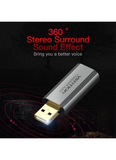 فينشن بطاقة صوت خارجية USB من VENTION نوع المعدن الرمادي رقم الموديل VAB-S19-H  - Image 4