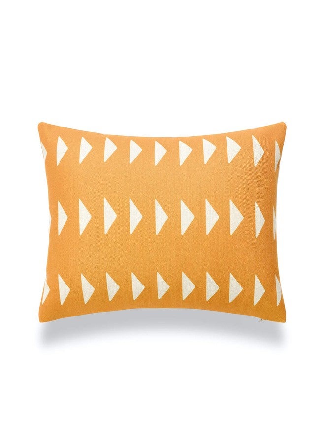 Hofdeco African Mudcloth Lumbar Pillow Cover Only, Mustard Yellow Triangle, 12"x20" - Image 1