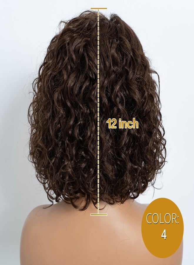 Joedir Bob Human Hair Wigs for Black Women Wear and Go Wig Water Wave Wig Afro Curly HD Lace C Parting Glueless 12 Inches 180% Density (4) - Image 4