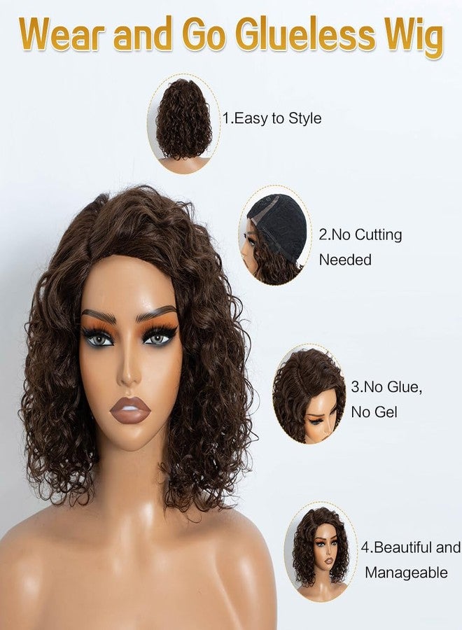 Joedir Bob Human Hair Wigs for Black Women Wear and Go Wig Water Wave Wig Afro Curly HD Lace C Parting Glueless 12 Inches 180% Density (4) - Image 2