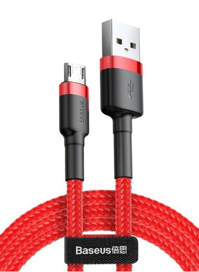 بيسوس كابل كافيول بتيار 2.4 أمبير من النايلون المضفر للشحن السريع بمنفذ USB إلى مايكرو USB للأجهزة التي تعمل بنظام التشغيل أندرويد، متوافق مع سامسونج جالاكسي S7 وS6 ونوت وإل جي ونيكسوس ونوكيا وبلايستيشن 4، بطول 1 متر أحمر وأسود - Image 2