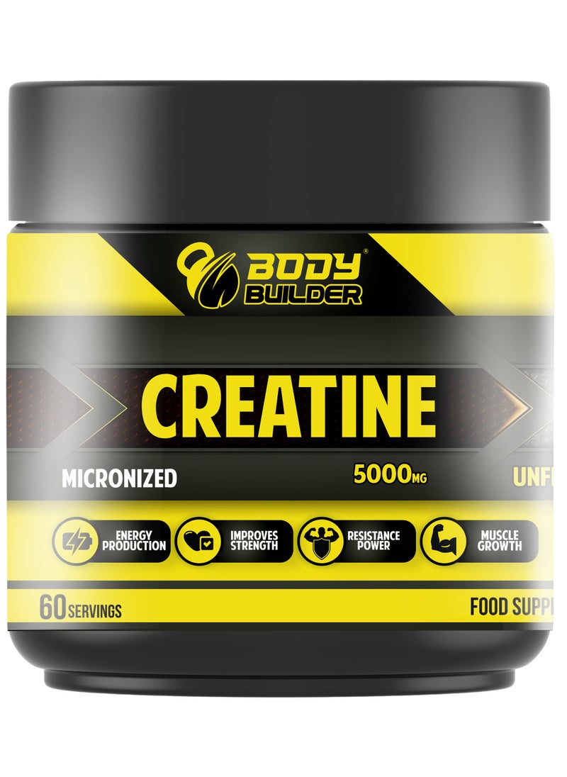 Body Builder Creatine Monohydrate -300 Gm- 5000mg Monohydrate Per Serving -60 Servings- Plain Unflavored  - Image 1