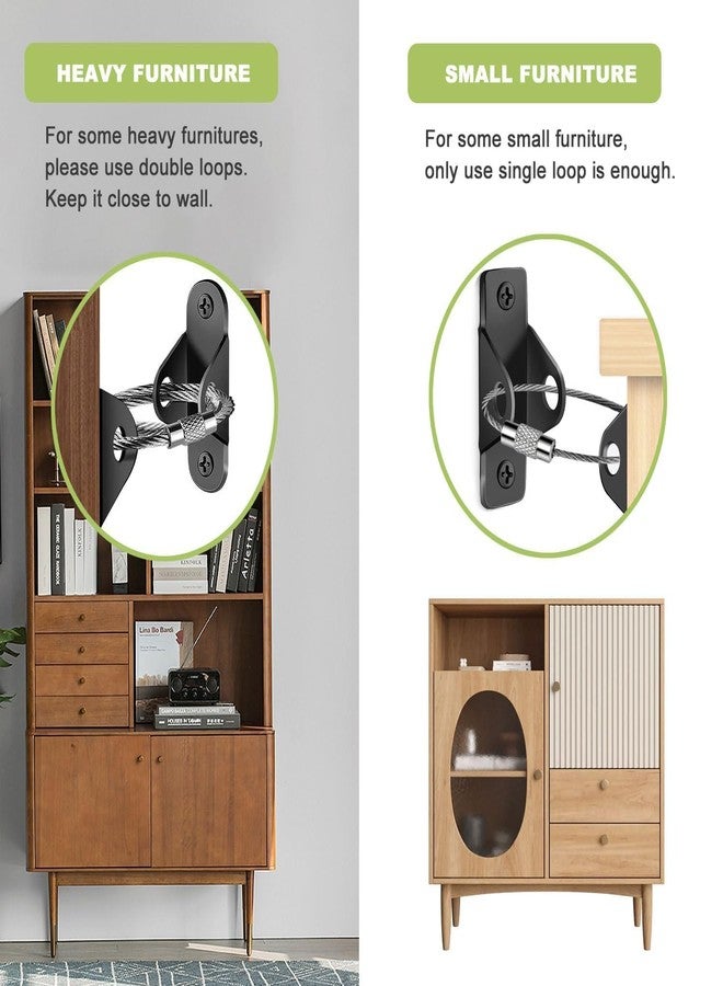 XIGSTA Furniture Straps D-Shape | Furniture Secure Straps for Dresser Cabinet Bookshelf | Anti-Tip Metal Baby Furniture Straps Protecting | Metal Furniture Straps, Anti Tip Furniture Locks_Black - Image 4