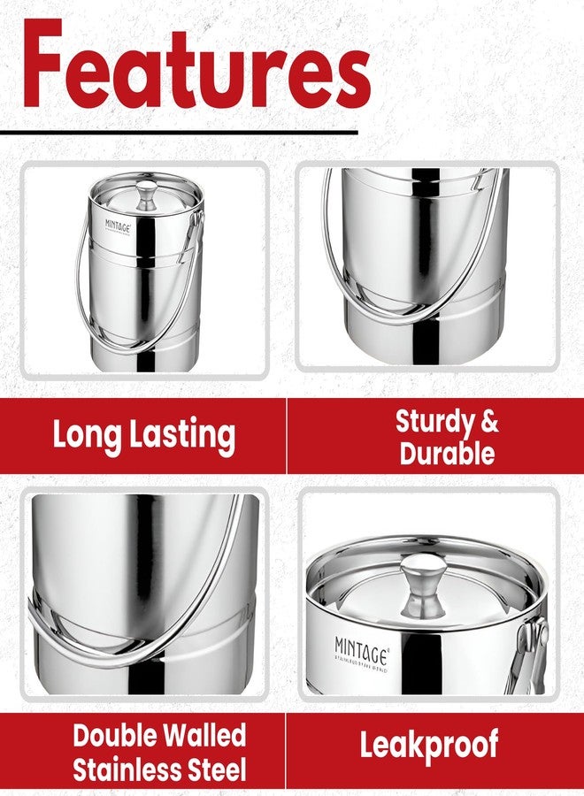 Mintage Milk Barni 1.5 Liters Stainless Steel Container | Storage Barni | Dolu Jar Ghee Dolchi | Strong Safe Durable Multipurpose Kitchenware Daily Use Platinum Plain Design - Image 4