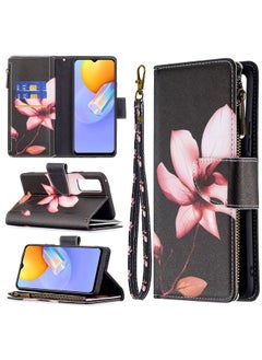 Case Cover For vivo Y51 2020/Y51a/Y51s Colored Drawing Pattern Zipper Horizontal Flip Leather Case with Holder & Card Slots & Wallet Lotus