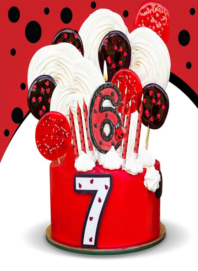 Herdear Ladybug Number 6 Birthday Cake Candle Numeral Candles Birthday Decorations Black Red Polka Dots Ladybird Dots Ladybug Theme Candles for Baby Shower Party - Image 4