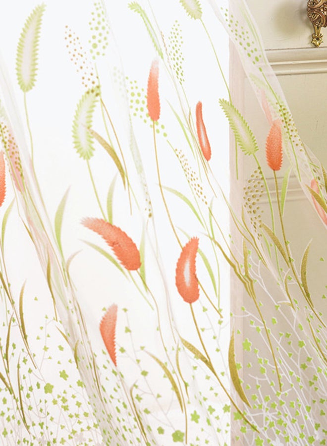 Voberry Willow Voile Tulle Window Curtain White/Green/Red 100 x 200cm - Image 2