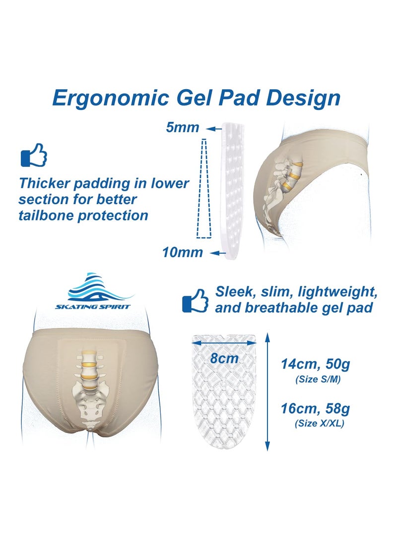 Skating Spirit Skating Spirit Padded Figure Skating Competition Underskirt Shorts, Slim Padded Panties, Gel Pad Tailbone Cushion Protective Shorts (Large)  - Image 4