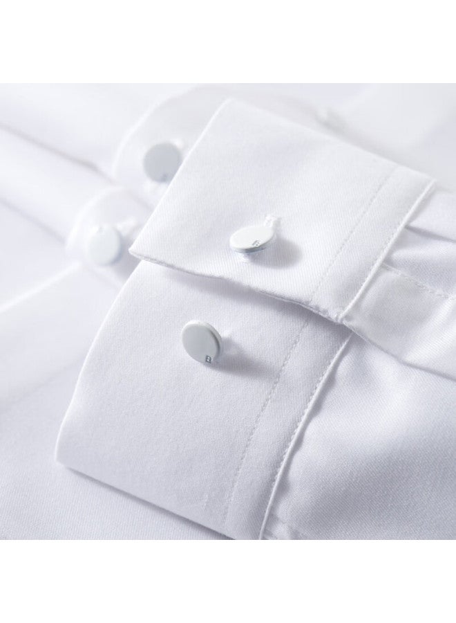 Romon Triple-protection Shirt For Men, Business Casual Formal White Shirt, Solid Color Long-sleeve Dress Shirt For Men, White, Size 38 - Image 1