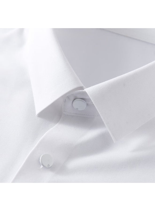 Romon Triple-protection Shirt For Men, Business Casual Formal White Shirt, Solid Color Long-sleeve Dress Shirt For Men, White, Size 38 - Image 3