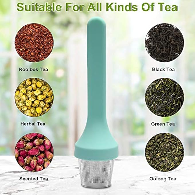 fenshine Tea Infuser Silicone Handle Stainless Steel Tea Strainer Loose Tea Steeper Extra Fine Mesh Tea Filter For Loose Leaf Tea Or Herbal Tea - Image 5