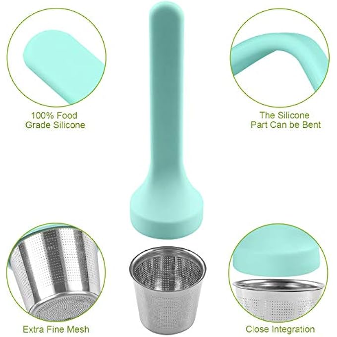 fenshine Tea Infuser Silicone Handle Stainless Steel Tea Strainer Loose Tea Steeper Extra Fine Mesh Tea Filter For Loose Leaf Tea Or Herbal Tea - Image 4
