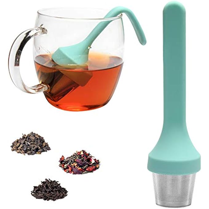 fenshine Tea Infuser Silicone Handle Stainless Steel Tea Strainer Loose Tea Steeper Extra Fine Mesh Tea Filter For Loose Leaf Tea Or Herbal Tea - Image 1